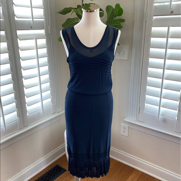 Chanel Navy Blue Dress size 40 with slip dress - Picture 1 of 15